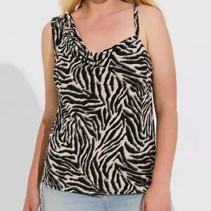 Torrid Zebra Print Studio Knit Asymmetrical Cowl Cami Size 0(L)-NWT